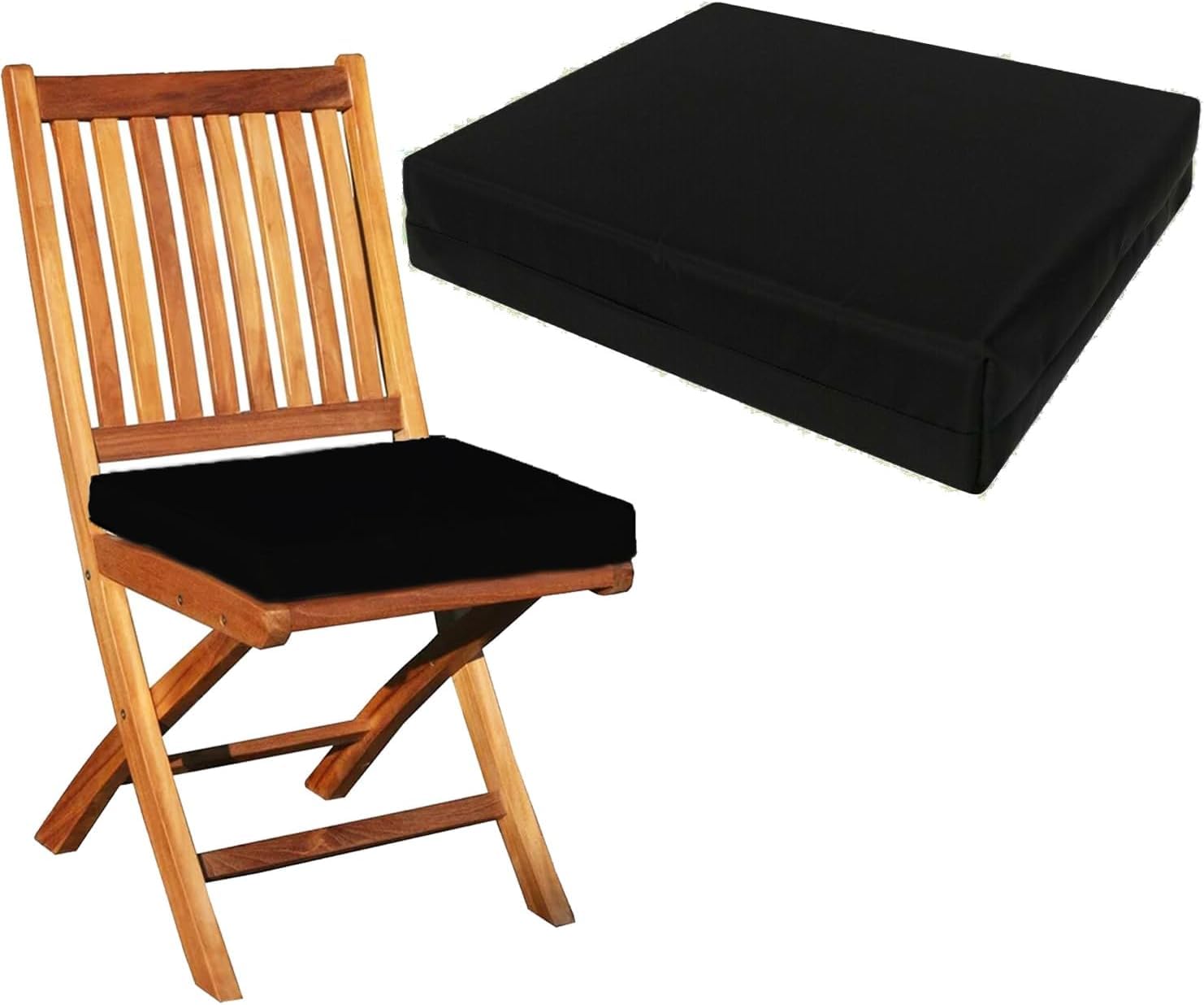 Brillars Waterproof Garden Seat Pad Cushion – Foam-Filled, Removable Zipper Cover, Water-Resistant for Rattan, Patio & Outdoor/Indoor Furniture (Black, 24" x 24" x 3")