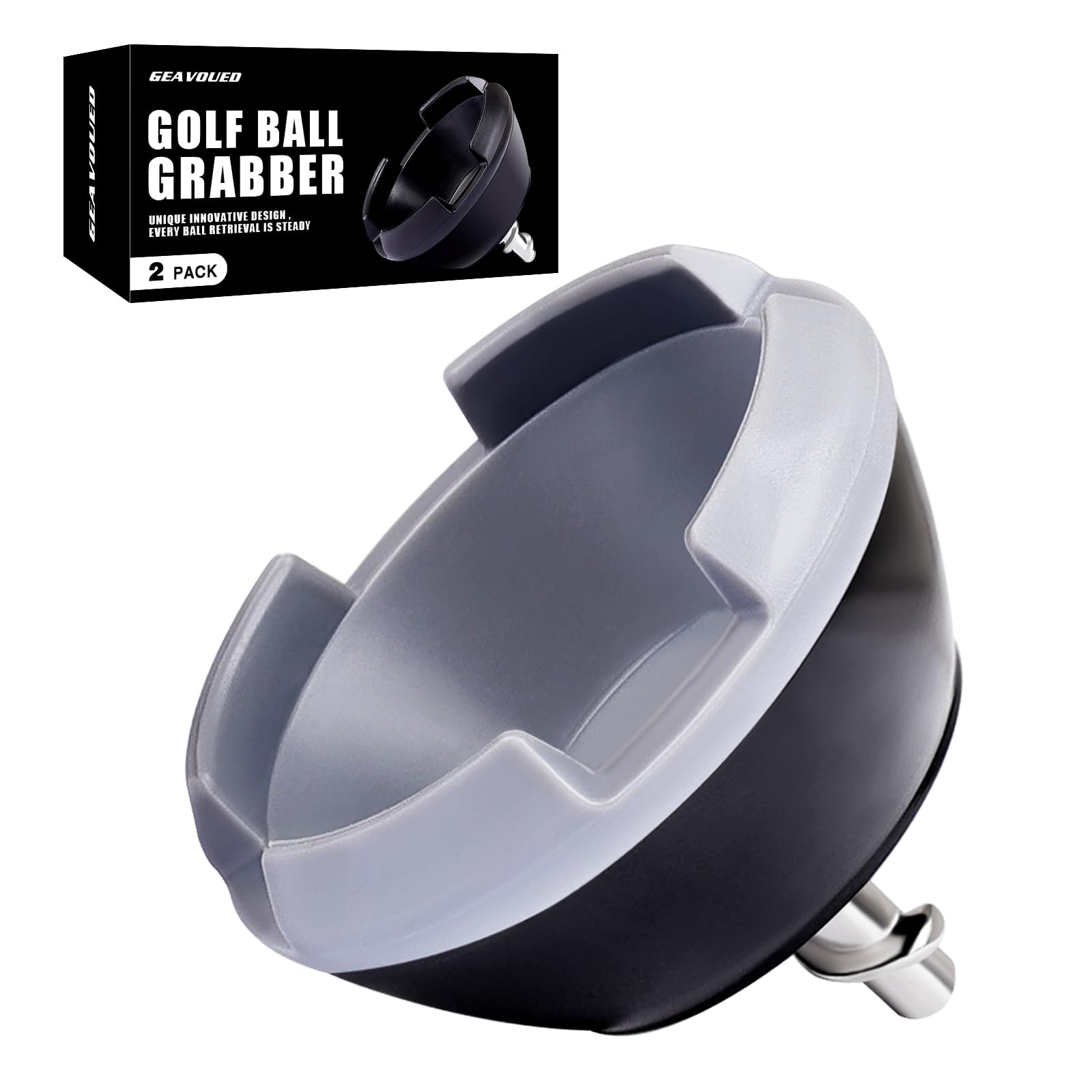 GEAVOUED Golf Ball Picker Upper for Putter,2 Pack 4-Claw Pressure Golf Ball Grabber, Premium Golf Ball Retriever for Putter (Grey)