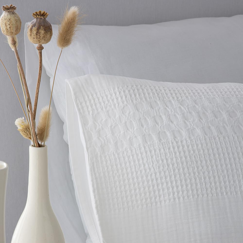 COTTON ARTean Funda Nórdica Cama 180 Algodón Waffle LARRUN Beige | Incluye 3 piezas: F. Edredón 260x240 + 2 F.de Almohada Cierre Botones. Certificado OEKO-TEX