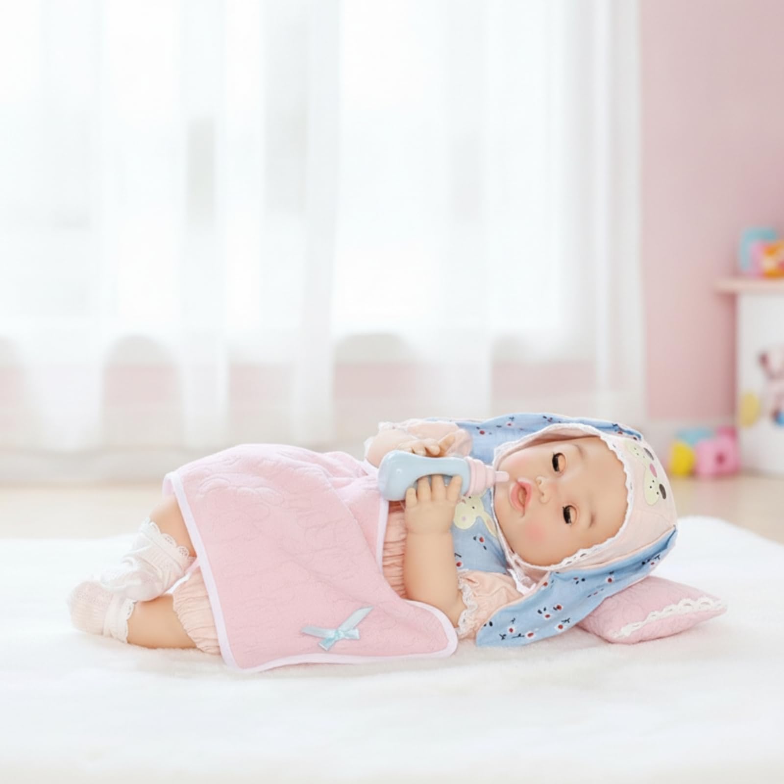 Poupée Bébé avec Tétine Interactif Poupée Interactive Qui Parle Bébé avec Accessoires pour Tout-Petits, Jeu D'imitation