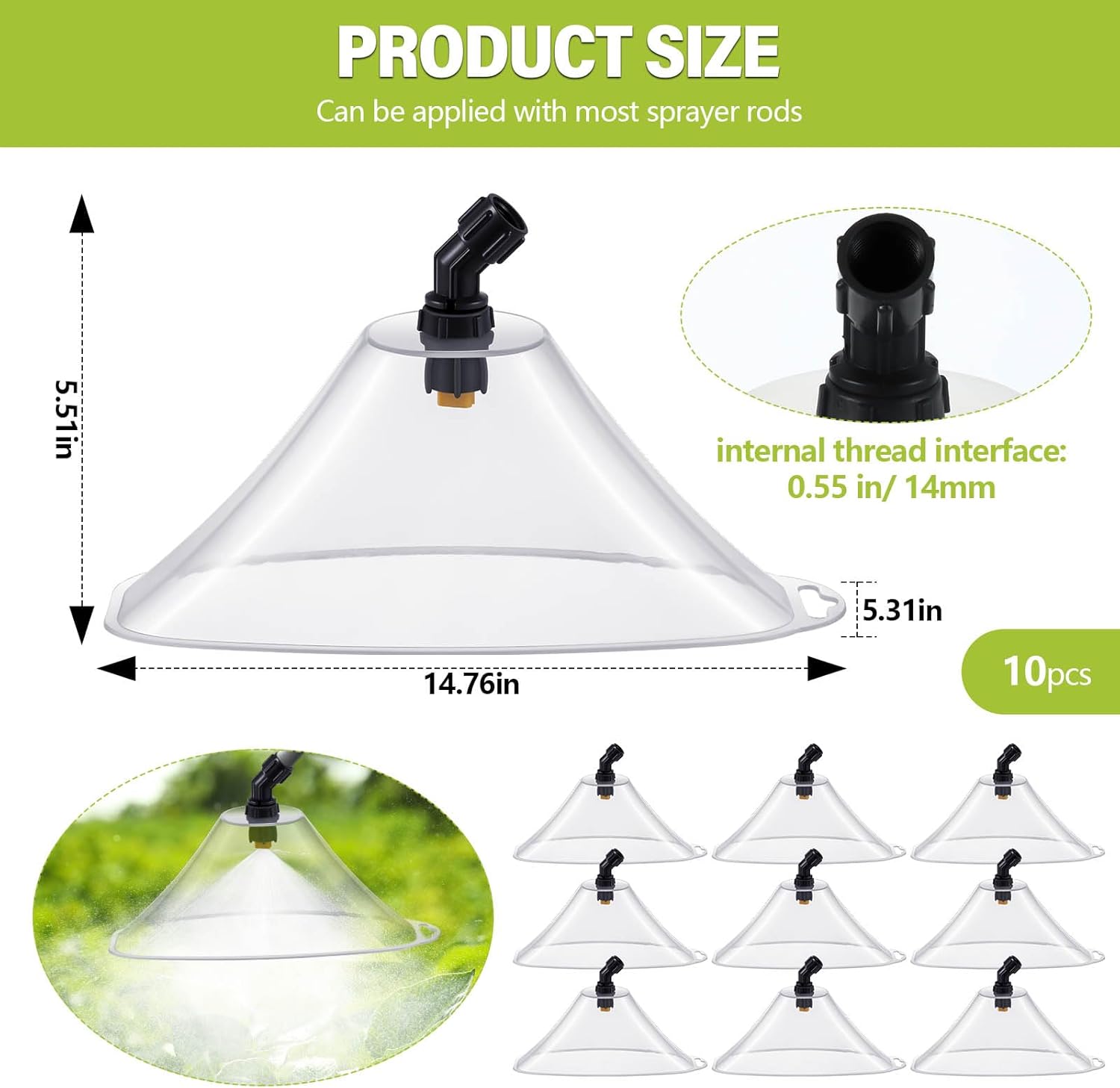 Rossesay 10 Pcs Drift Guard with Flat Sprayer Nozzle Spray Shield for Most Backpack Sprayer Prevents Fine Droplets from Drifting, Suitable for Farm Garden Lawn Use (14.76 x 5.31 x 5.51 Inch)