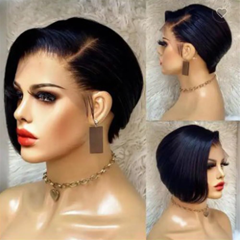 Peruka damska Krótka 13x4 Koronkowa przednia Pixie Cut Peruka Prawdziwe Włosy Dla Czarnych Kobiet 150 Gęstość 130 g Damskie Wigi