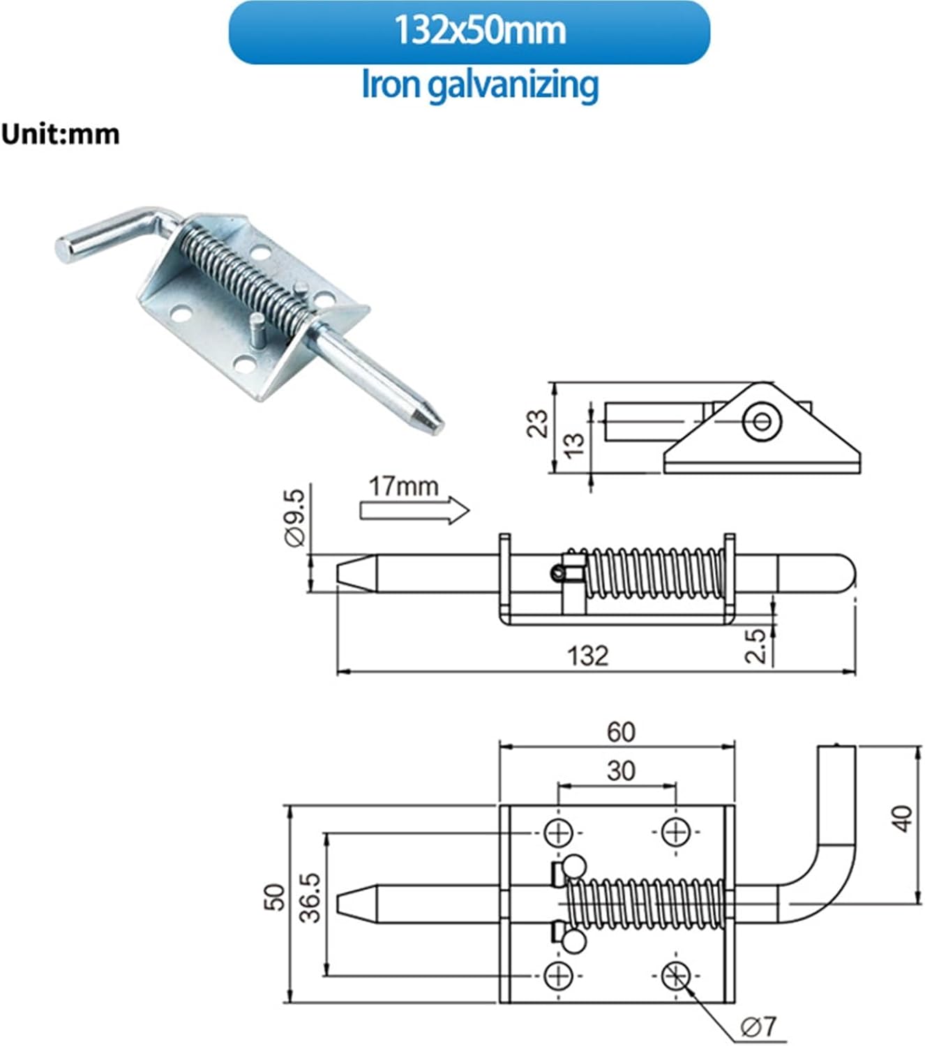 Hidden Hinge Industrial Spring Buckle Stainless Steel is Suitable for Heavy-Duty Doors 1Pcs(Iron)