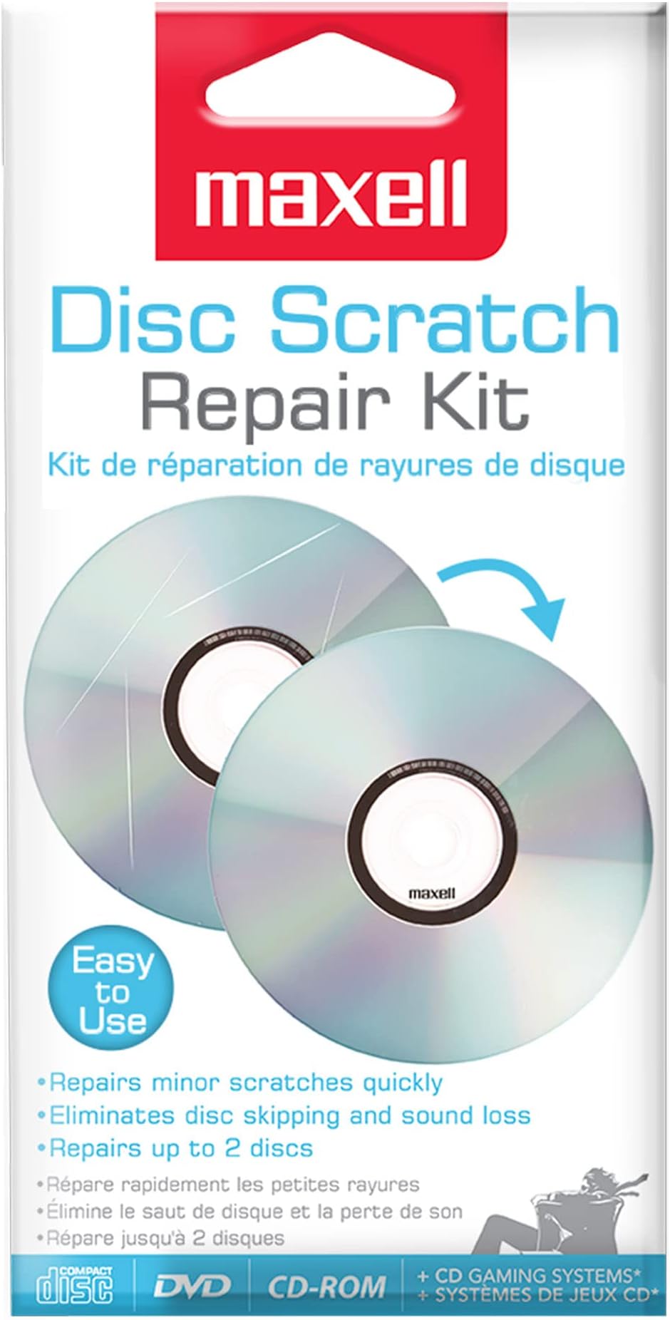 Maxell 190510 Disc Scratch Cleaner & Repair Kit for CD/DVD - Eliminates Disc ...