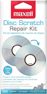 Maxell 190510 Disc Scratch Cleaner & Repair Kit for CD/DVD - Eliminates Disc Skipping & Sound Loss, Repairs Minor Scratches Quickly & Effectively - Repairs Up to 2 Discs - Easy to Use