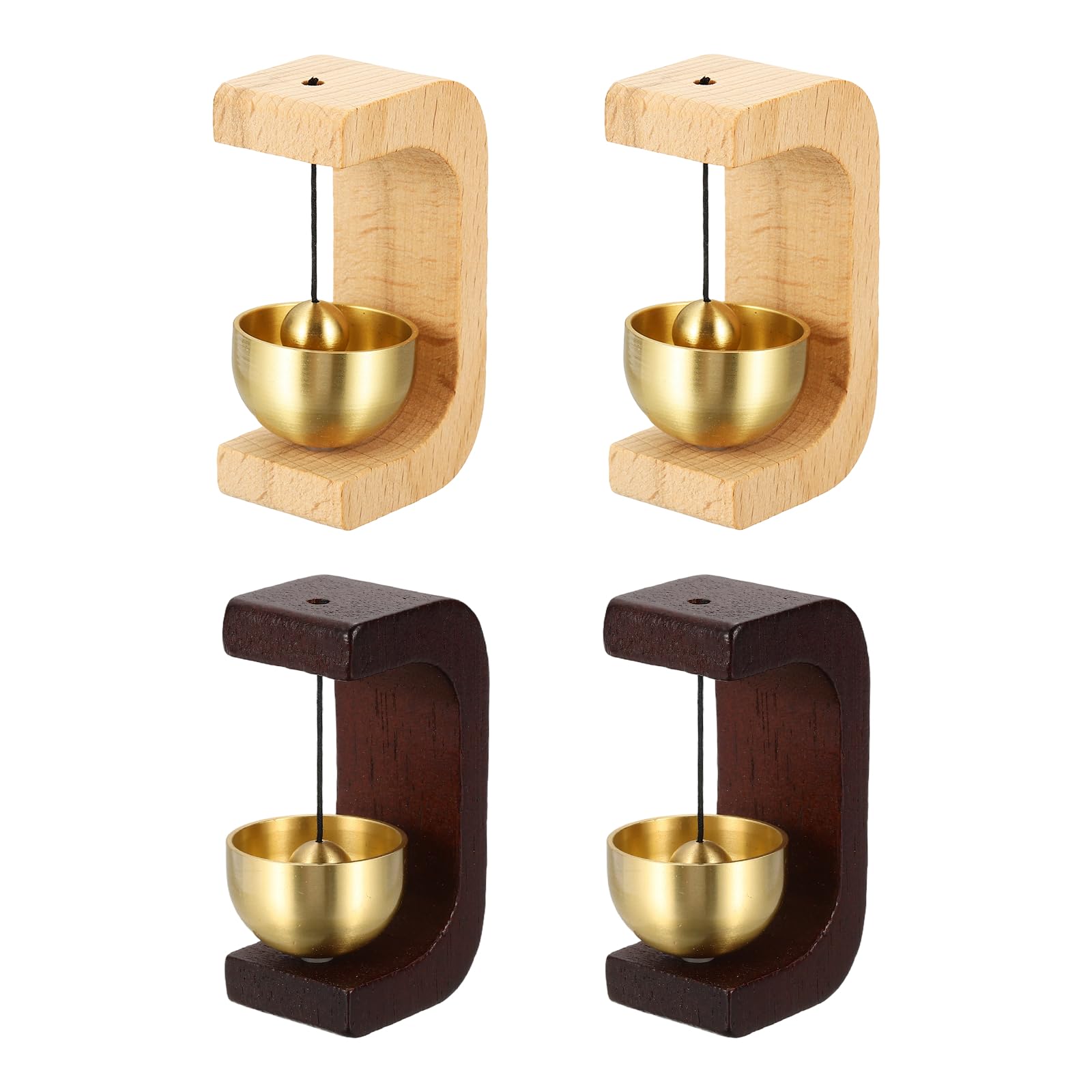 PATIKIL 4 Set Shopkeepers Bell, Wood Door Chime Hanging Bell Jingle Doorbell with Self-Adhesive Backing for Door Opening Business When Entering Decoration, C Shape, 2 Color