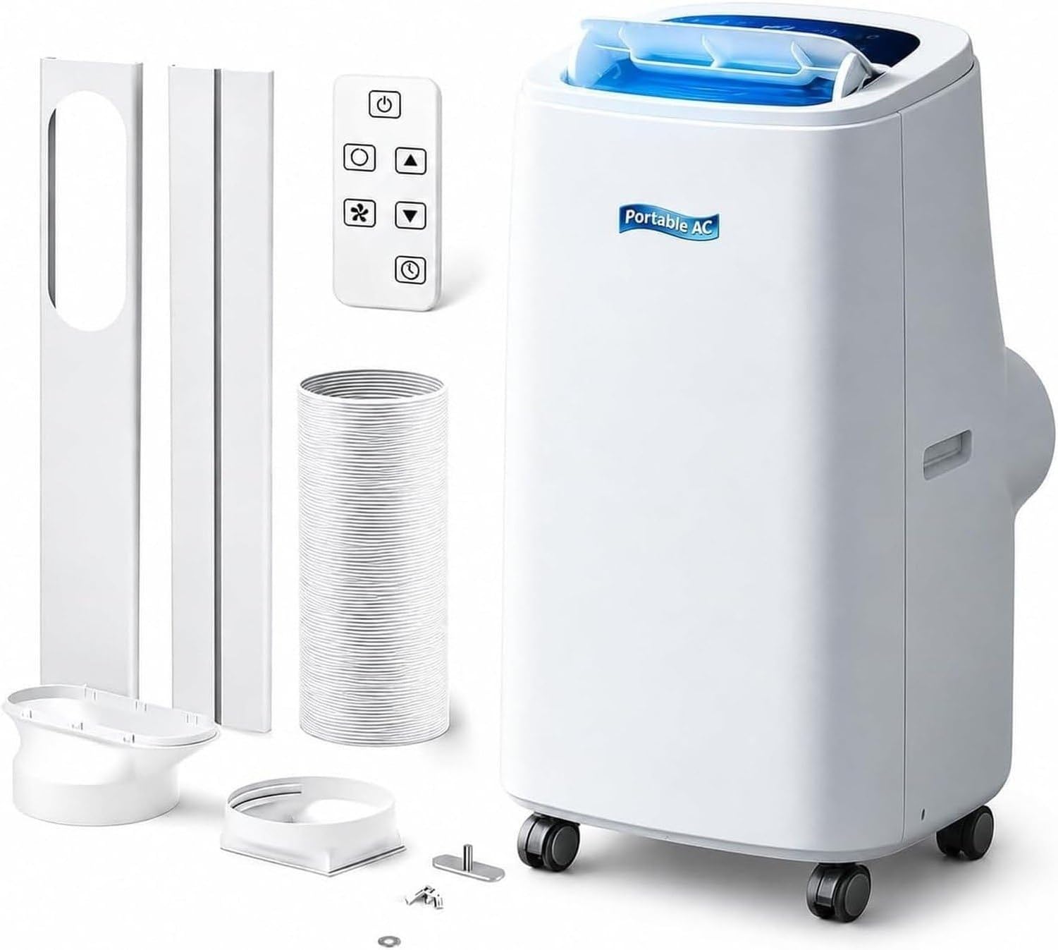 Aire Acondicionado Portátil 12000/14000/18000 BTU con Calefacción 9000 BTU, Manguera de Escape y Kit Sellador de Ventana, Oscilación 120° para Habitaciones Gran, (12000btu), (12000BTU)