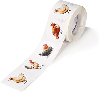 500pcs Chicken Stickers, Waterproof Cute Round Adhesive Chicken Stickers for Kids Easy to Use Decal Decoration Supplies for Water Bottles Laptops Phone