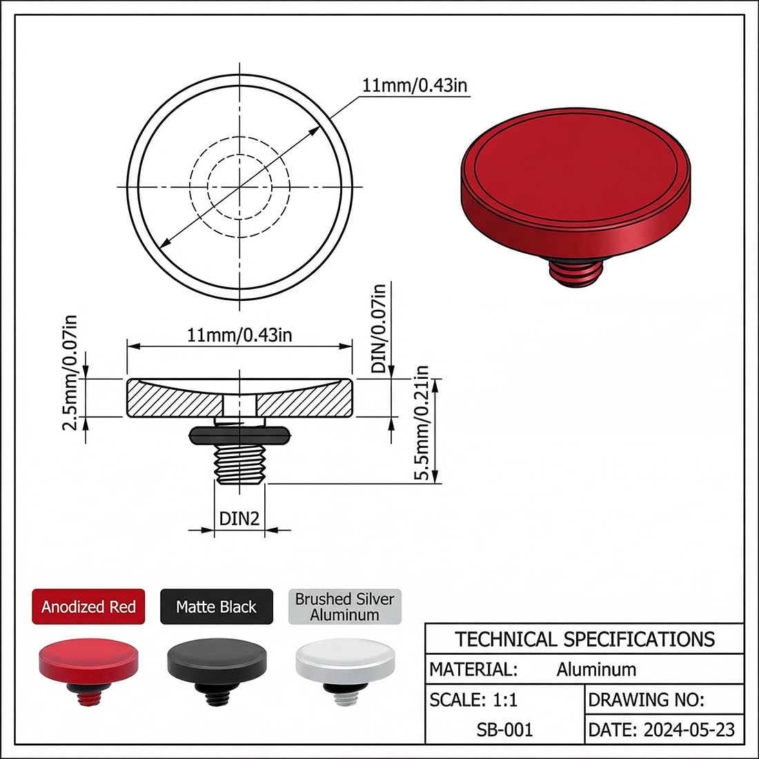 3 Pulsanti Di Scatto Concavi In Alluminio Per Fujifilm XT5/X100VI, Nikon ZF/DF, Leica Q3/M10/M11 – Rosso, Nero E Argento