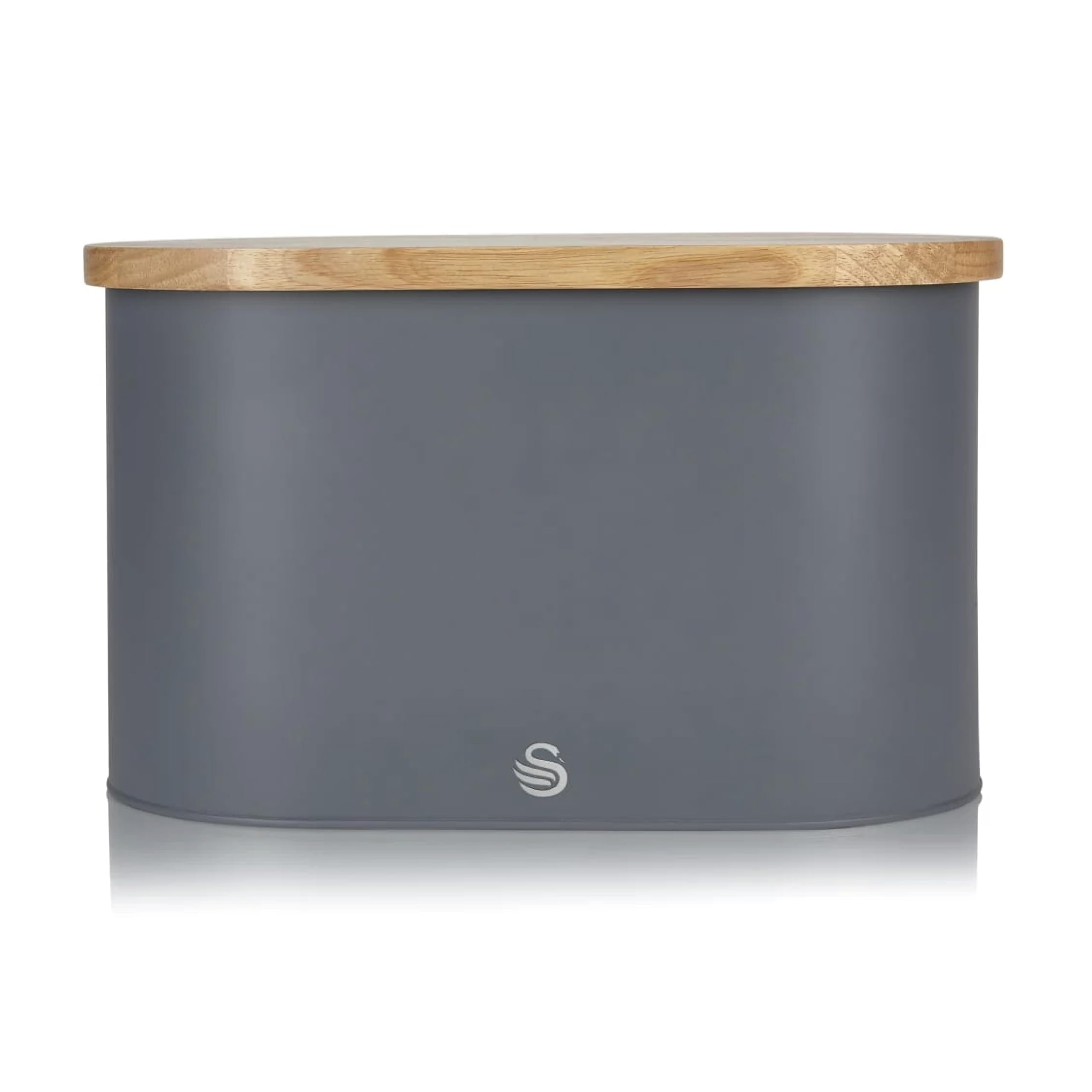 Swan Bread Bin - Extra Large - Slate Grey - Steel with Bamboo Lid