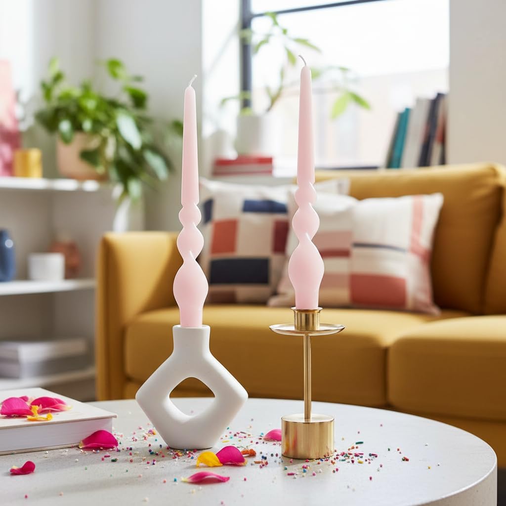 Set of 4 Handmade Spiral Voluta Candles - Height 30cm - Peach/Peach Fuzz Cereria Di Giorgio