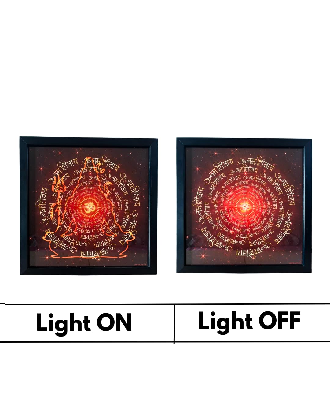 SS ART Gallery LED Shiva Wall Frame Glowing Om Design Home Temple Decor Wooden Frame Religious Occasion 2