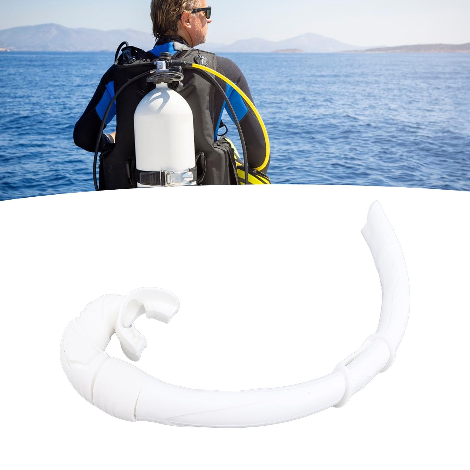 WOHPNLE Freediving Snorkel, Silicone Foldable Snorkel Roll Up Snorkel Wet Breathing Tube for Swim Training Diving Snorkeling (White)
