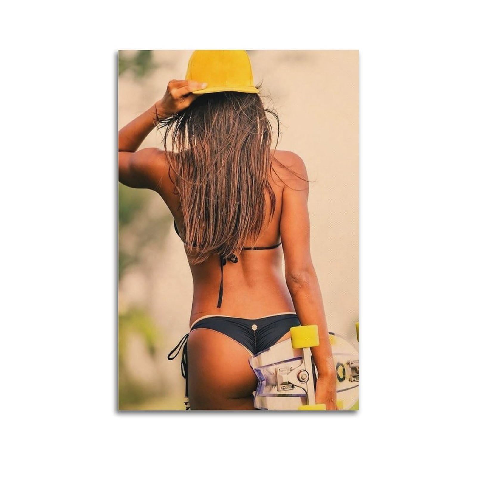 XKUGA Hot Girl Model Poster Sports Vintage Beach Surfing Life Modern Decorative Canvas Prints - Ideal Wall Art for Family, Man Cave, Game Room, Boys & Girls Bedroom 24x36inch(60x90cm)
