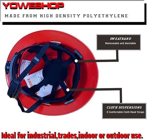 Miniatura 10 de Casco de seguridad personalizado para trabajos de construcción, con suspensión de trinquete ajustable, ala completa con carcasa de abdominales