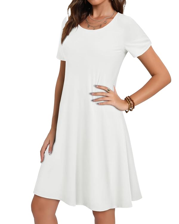 JOLIGAL Summer Dresses for Women T Shirt Sundress, White, M by JOLIGAL - Used condition - Image 3