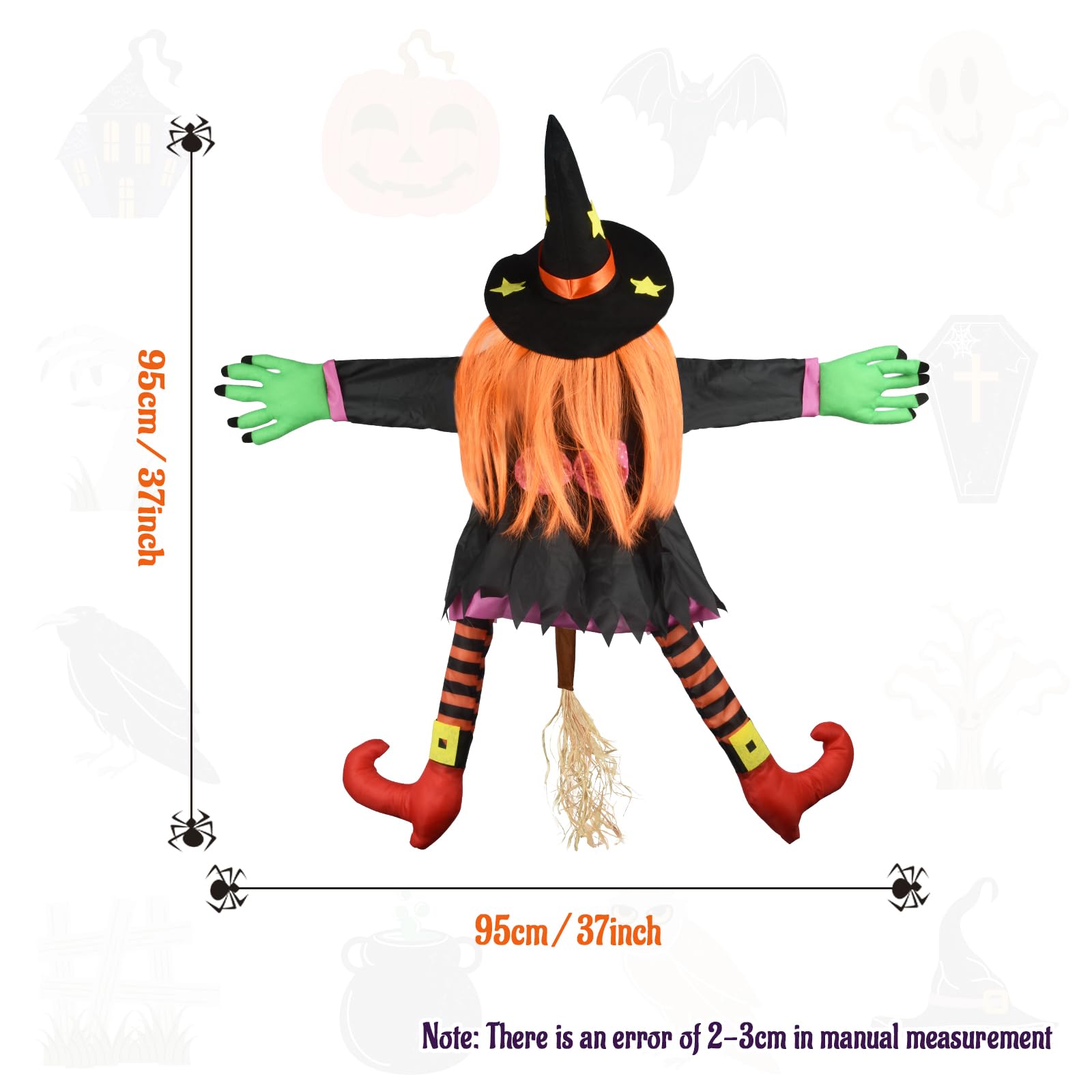 SHAVINGFUN Strega che schianta Halloween Decorazione per esterni, streghe che volano schiantate, strega che schiantano sull'albero Halloween, decorazione per la strega volante per cortile, albero