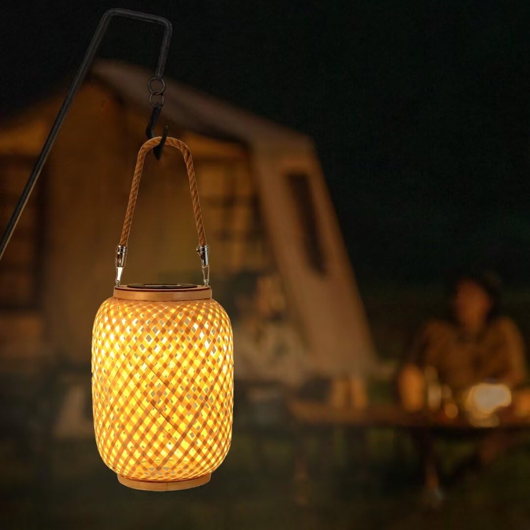 Solar Laterne Outdoor Solar Bambus Weben Hngende Solarleuchten Laterne  Licht Bambus Tragbare Solarlampe Solarbeleuchtung fr Garten Landschaft  Terrasse Esstisch : Amazon.de: Beleuchtung