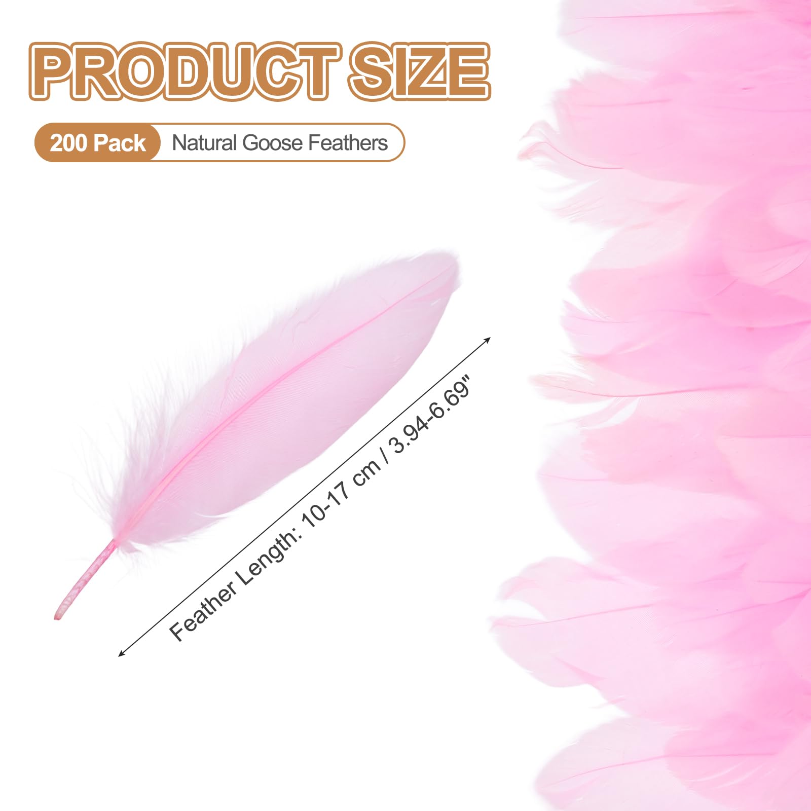 PATIKIL 4-7" Piume D'Oca Naturali All'Ingrosso Per Artigianato, 200 Pezzi Piume Lunghe Multicolori Per Decorazioni DIY Come Acchiappasogni, Cappello， Ghirlande, Vasi, Rosa