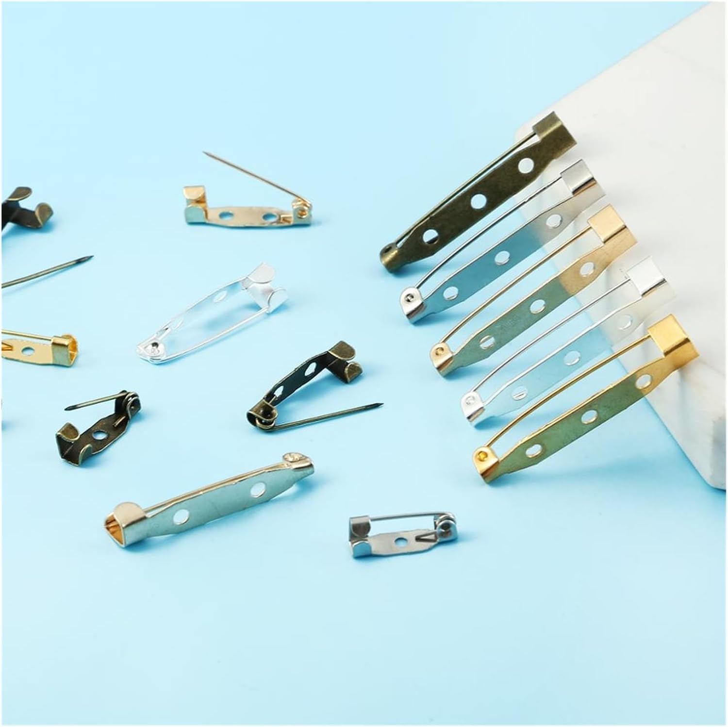 Brooch Base, Pin Backs,Brooch Pins Clip Base Blank Findings for DIY Jewelry Making Supplies 30Pcs(Gold2,15 mm 1 Hole)