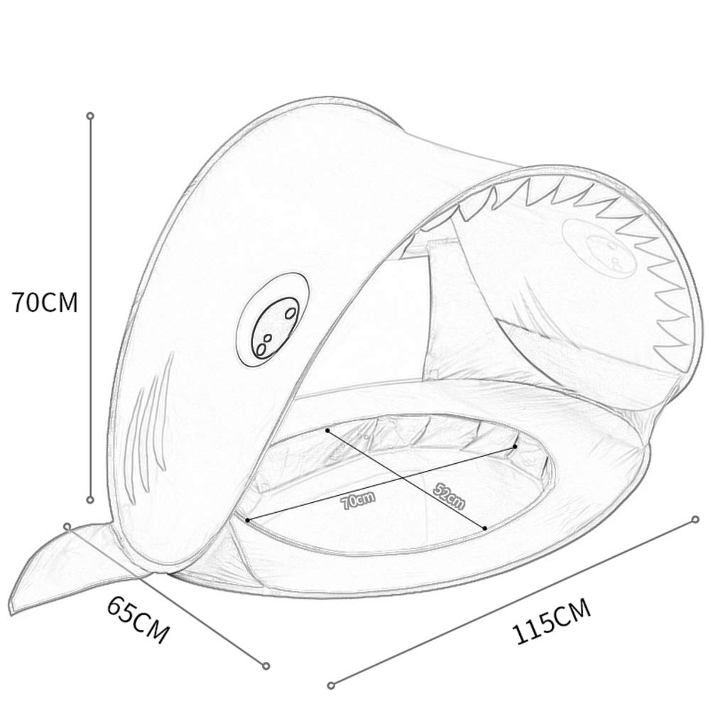 Requin Bébé Tente De Plage Pop Up,Anti UV Ombre De Plage Abri Solaire avec Mini Pool,Portable Automatique Abri De Plage Cabana