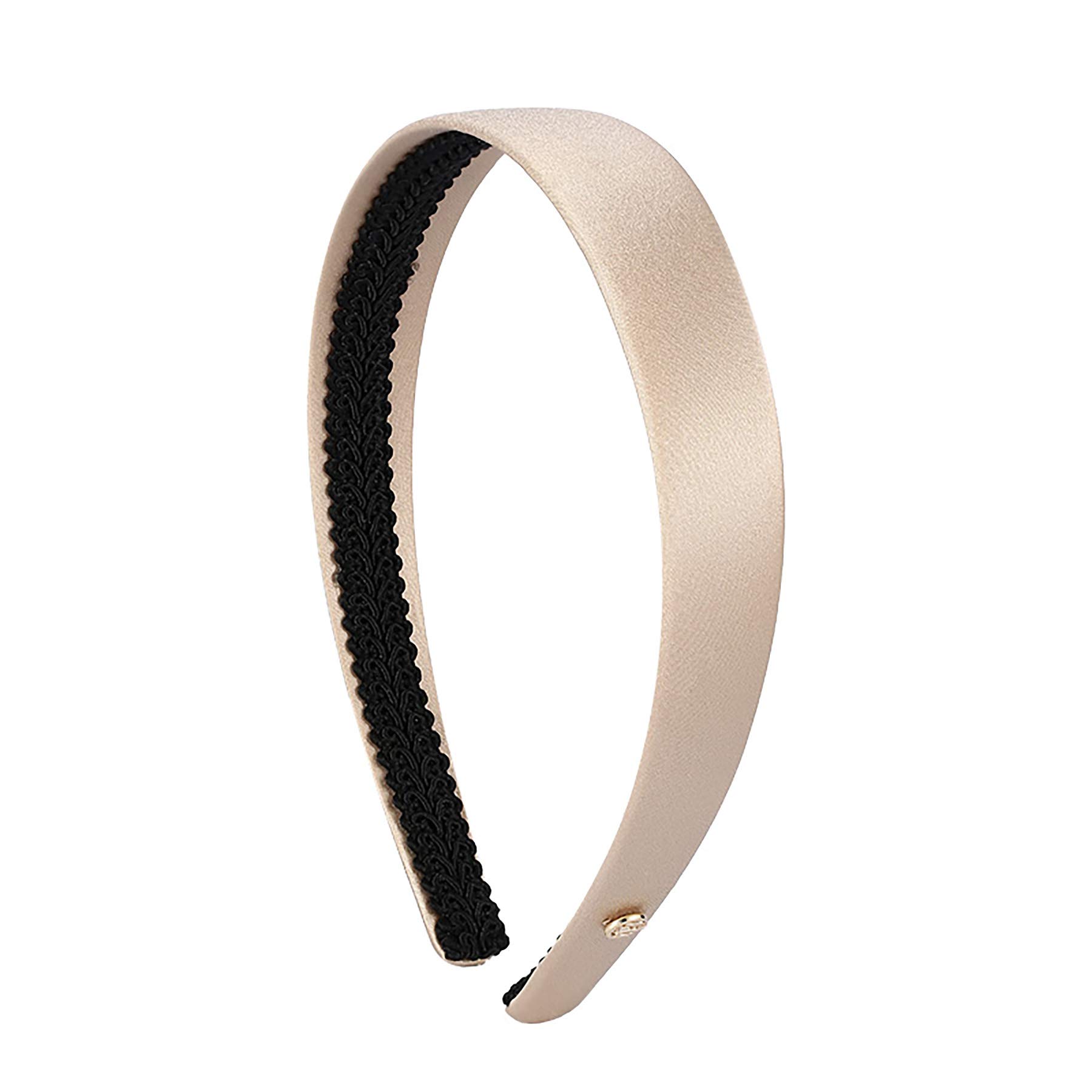 EVITA PERONI Black Mulberry Silk Fabric Wide Hard Hair Wrap Band Headband Accessories for Women