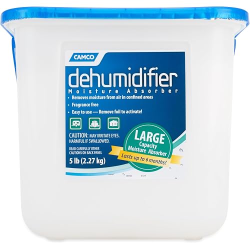 Camco Moisture Absorber Bucket - Features Fast-Acting Moisture-Absorbing Agent - No-Fragrance Beads – Use with RV Storage, Camper Organization & More (44282)