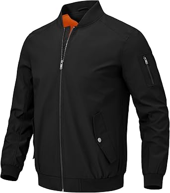 BGOWATU Mens Bomber Jacket Lightweight Windbreaker Jacket for Men Casual Fall Coat