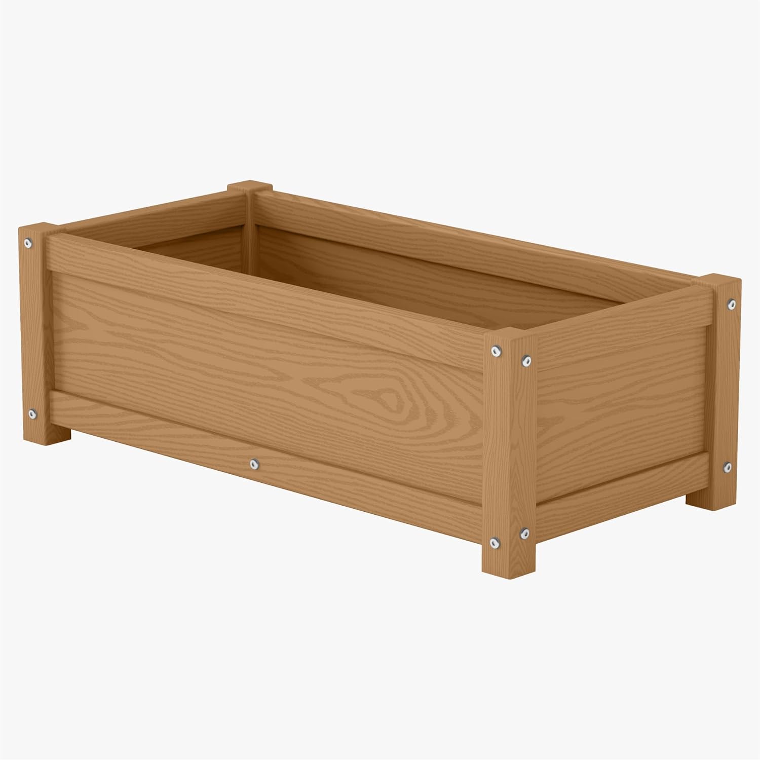 HDPE Planter Box, All-Weather Outdoor Garden Bed Easy to Assemble, Drainage System, Low Maintenance, Non-Fading, for Flower/Herb/Seed (Teak)