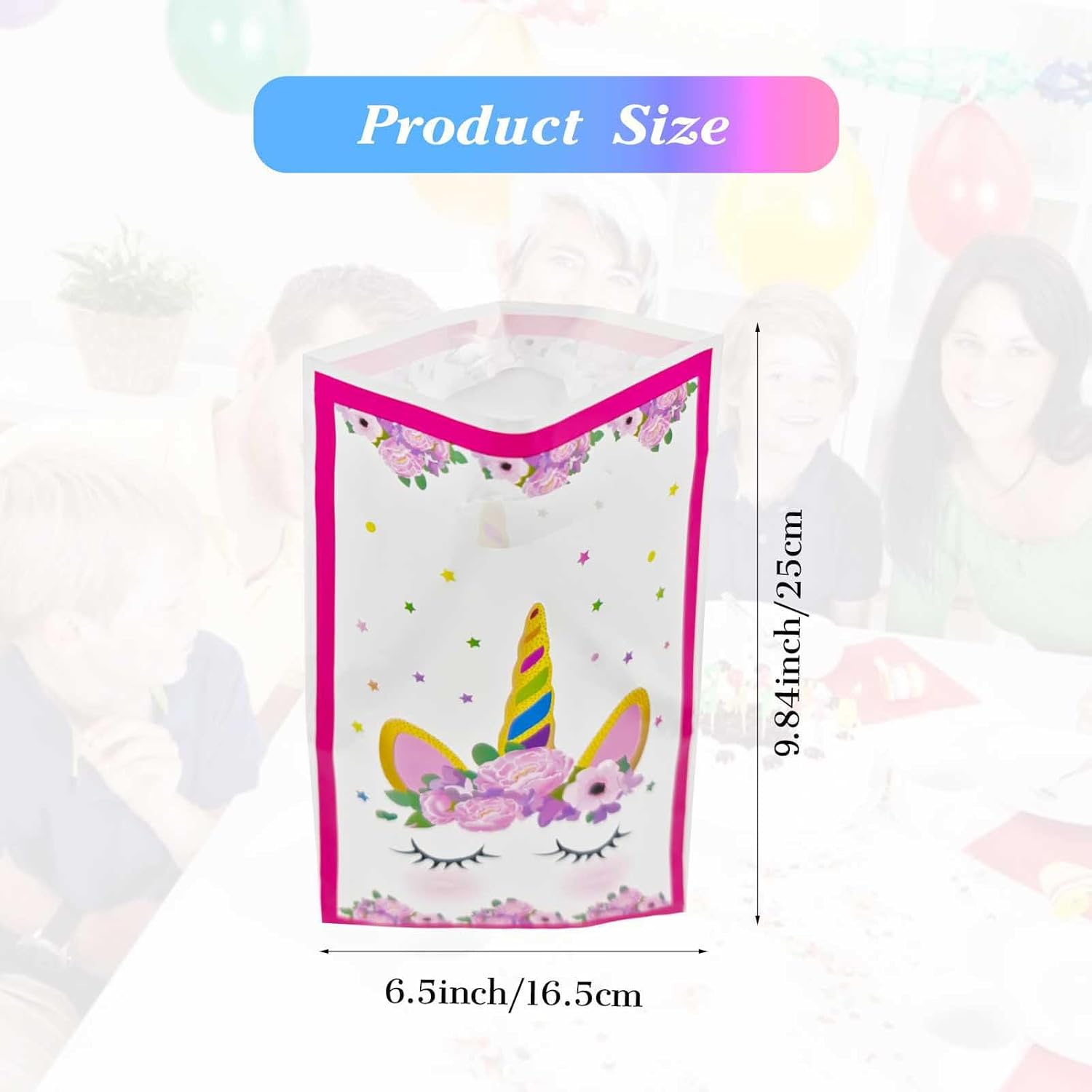 Agaommio 40pcs Unicorn Goodies Bags Party Favor Christmas Gift Bag Plastic Gift Treat Goodie Bags with Handles, Small Pink Candy Bags for Girls Birthday Theme Party Supplies Return Gifts (16 * 24cm) - Image 2