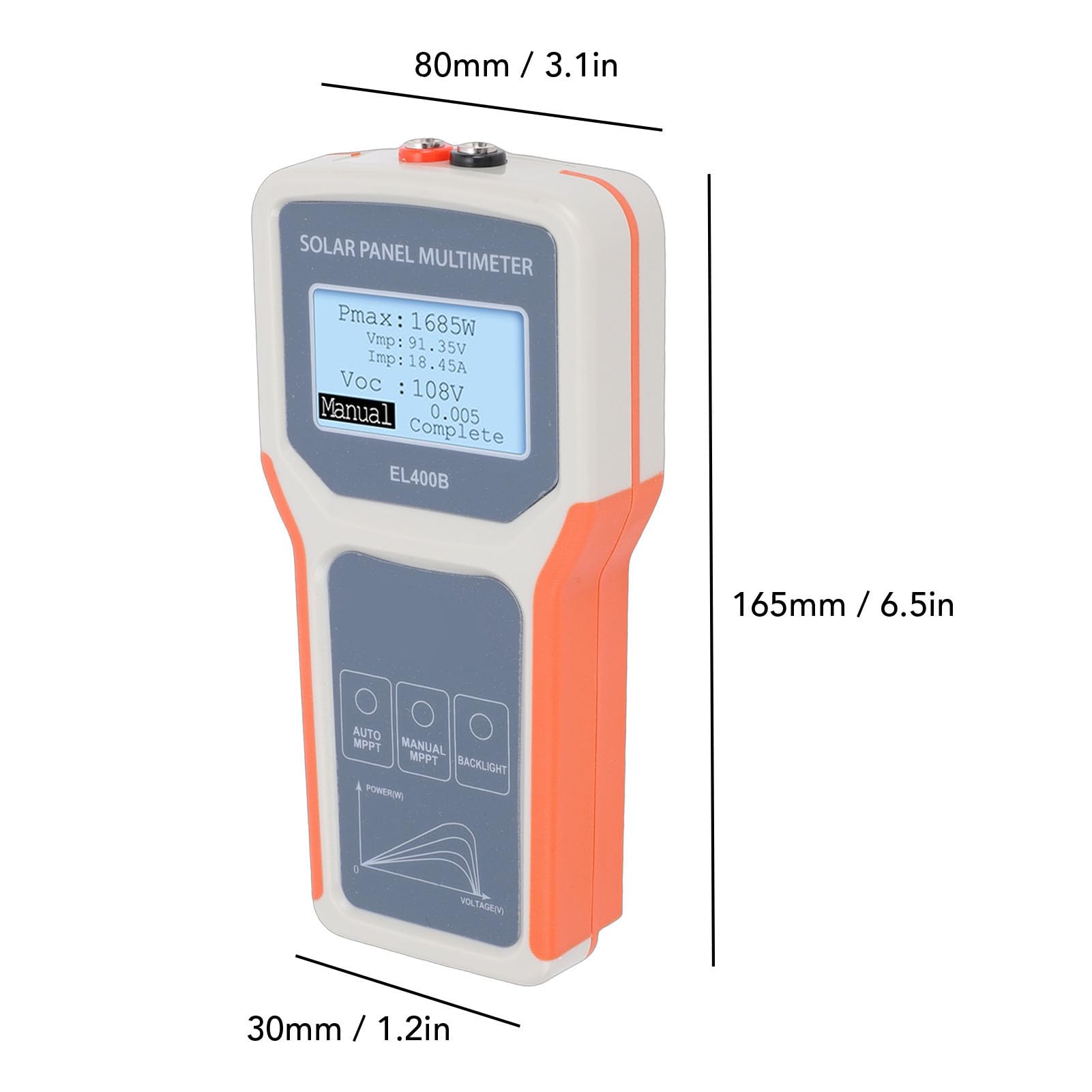 SIXRUN Tester per Pannelli Solari, Multimetro Fotovoltaico MPPT con Display LCD, Misura Tensione e Corrente per Sistemi Solari da 5-400 W per Utenti e Installatori