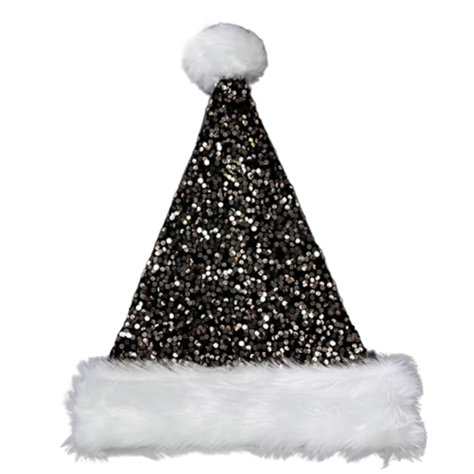 Yhplxyuus Christmas Santa Hat Sequins and White Furry Brim for Christmas Parties Dress Up Cosplay Sequins Studded Santa Hats Adult