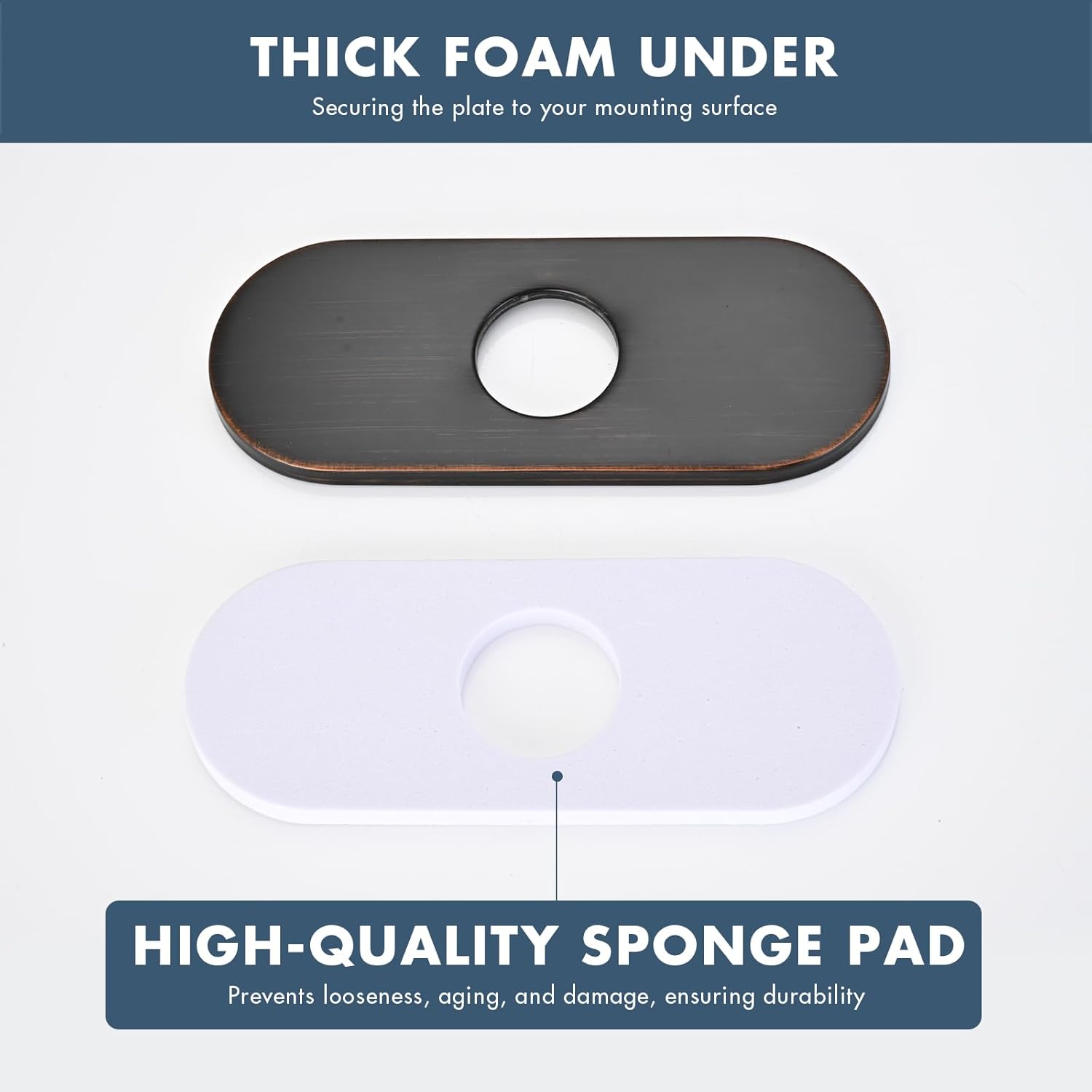 6 Inch Faucet Deck Plate for Bathroom Sink - Universal Fit for 1 Hole or 3 Hole 4 Inch Centerset Basins - Escutcheon Faucet Plate - Stainless Steel Faucet Hole Cover(Oil Rubbed Bronze)