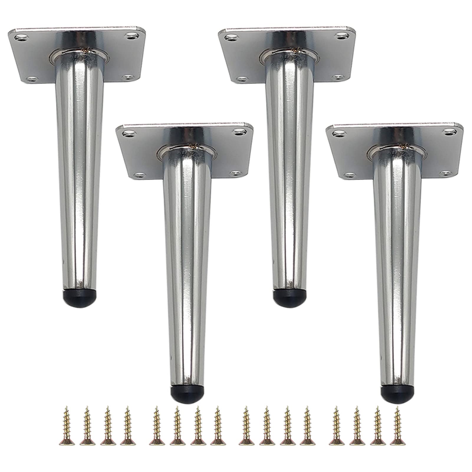 FCXURKOD Set of 4 Silver Tapered Metal Furniture Legs 5.91in Replacement Feet for Sofa Table Couch TV Cabinet Armchair Ottoman - DIY Furniture Upgrade Parts