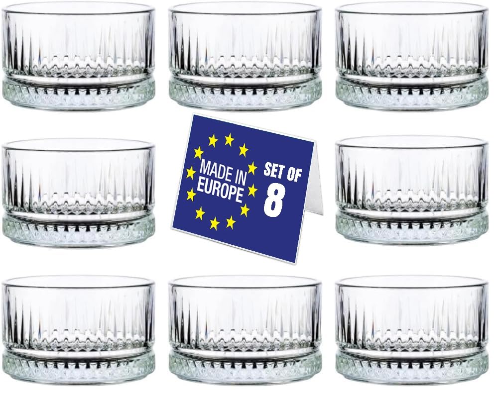 NORDIC SCHILLER Premium Glas Dessertschalen | 8er Set 235 ml | BLEI FREI Dessertbecher, Puddingschalen, Dessertschalen, Obst Servierschalen, Soßenschalen, Dessert Bowls