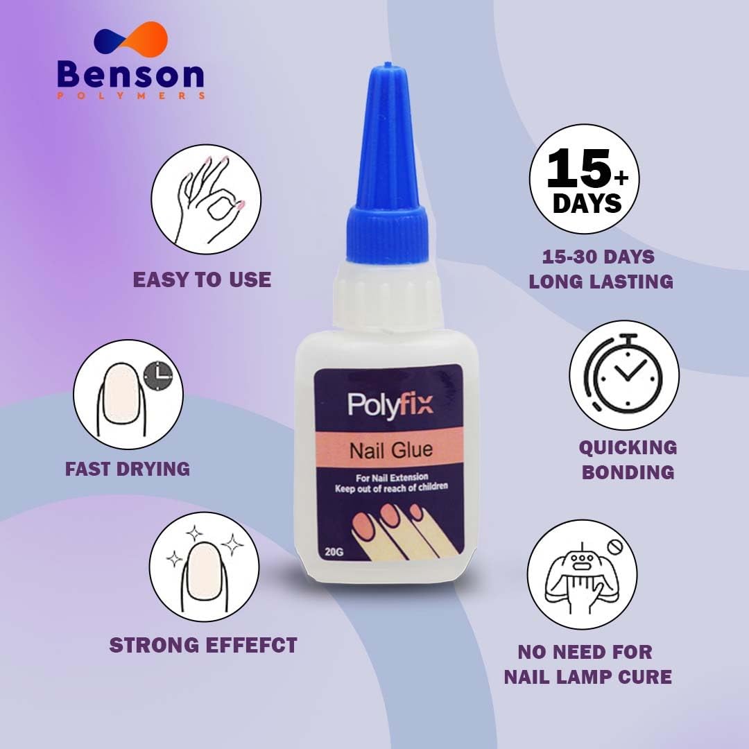 POLYFIX Artificial Waterproof Nail Glue - 20g - Professional Nail Art Manicure Tool for Acrylic and False Nails, Offering Waterproof and Long-Lasting Adhesion