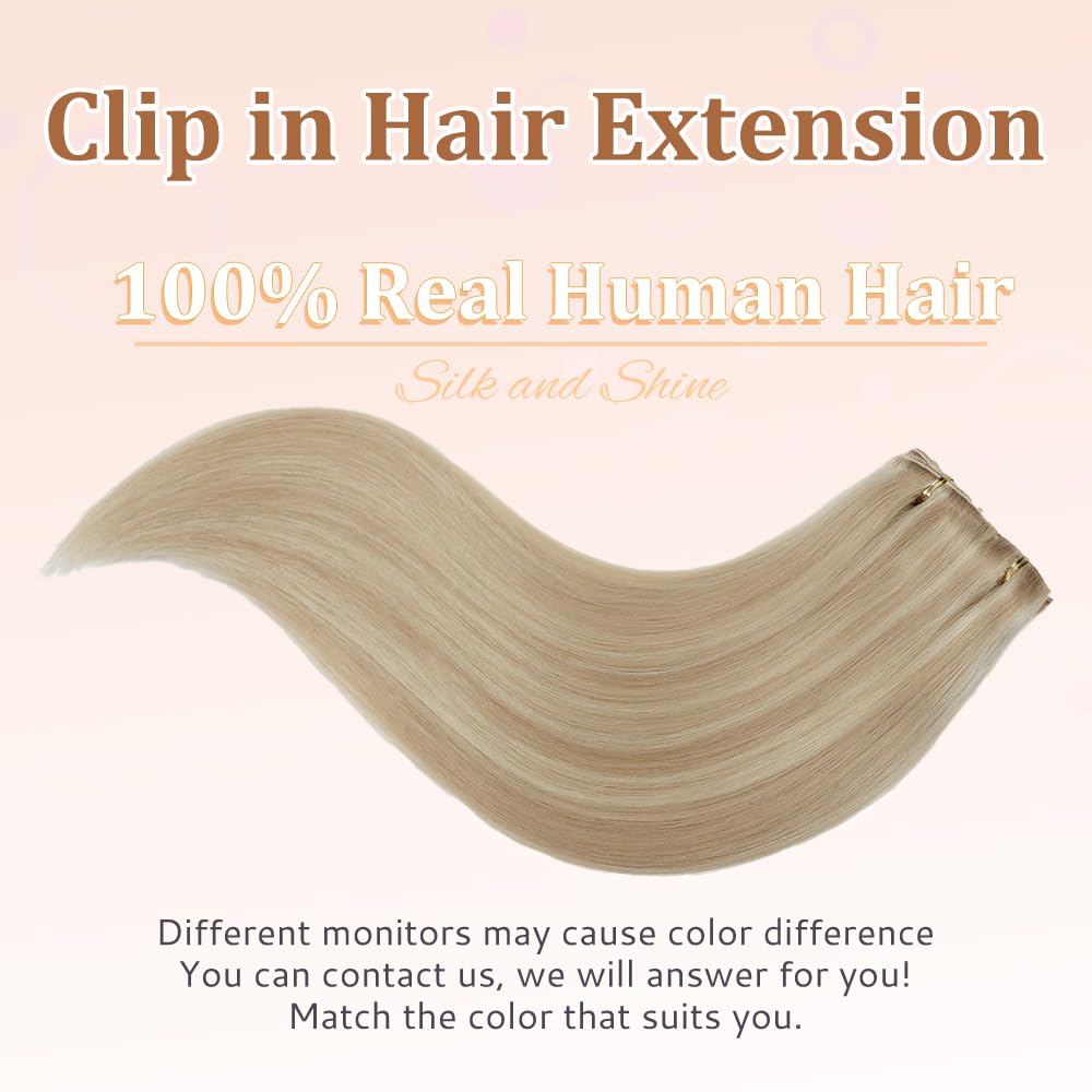 HotLulana Extension Capelli Veri Clip 7pcs 45cm 120g Extension Capelli Veri 18 Pollice Extension Capelli Clip Invisible Extension Clip Capelli Veri Clip IN Extension Human Hair P18K/613#