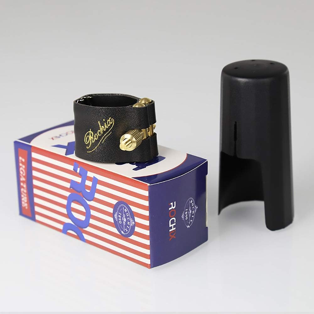 Leather Ligature with Copper Sheet and Plastic Cap for Bb Clarinet, Clarinet Leather with Copper Sheet Ligature