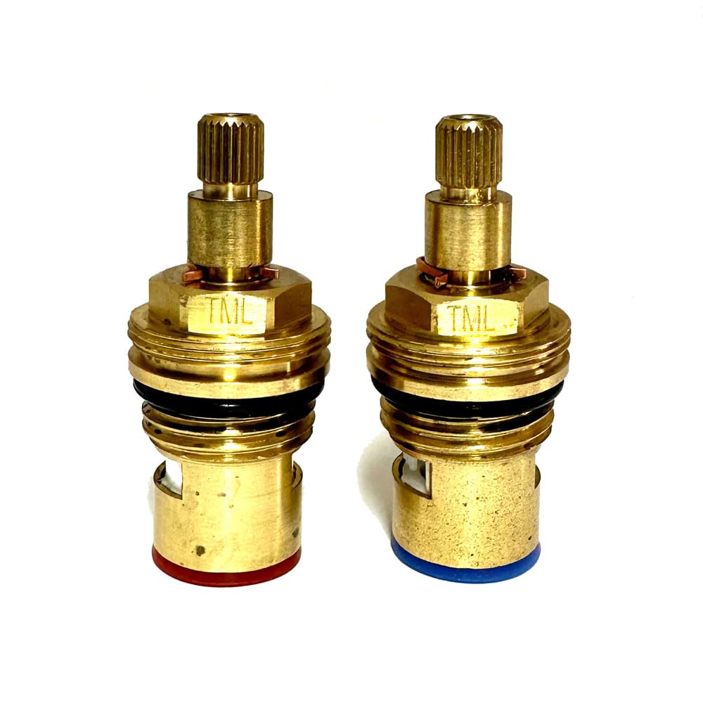 BSP 1/2" 24 Spline Quarter Turn Ceramic Tap Cartridge Valve 53mm Pair Hot Cold B6 CC9