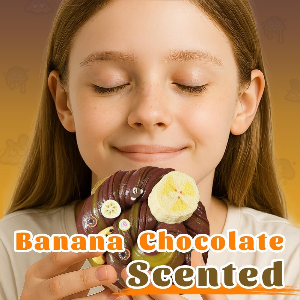 WATERELF 2PC Scented Putty Multi-Color, Stress Relief Scented Putty for Kids Boys Girls Adults, Non-Sticky Fidget Toy - 1.6 Oz*2 - SP001#-Banana/Chocolate