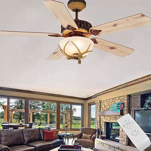 Ventilador de techo de 52 pulgadas con control remoto de luces, ventilador de techo rústico para ventilador de techo interior y exterior, ventilador
