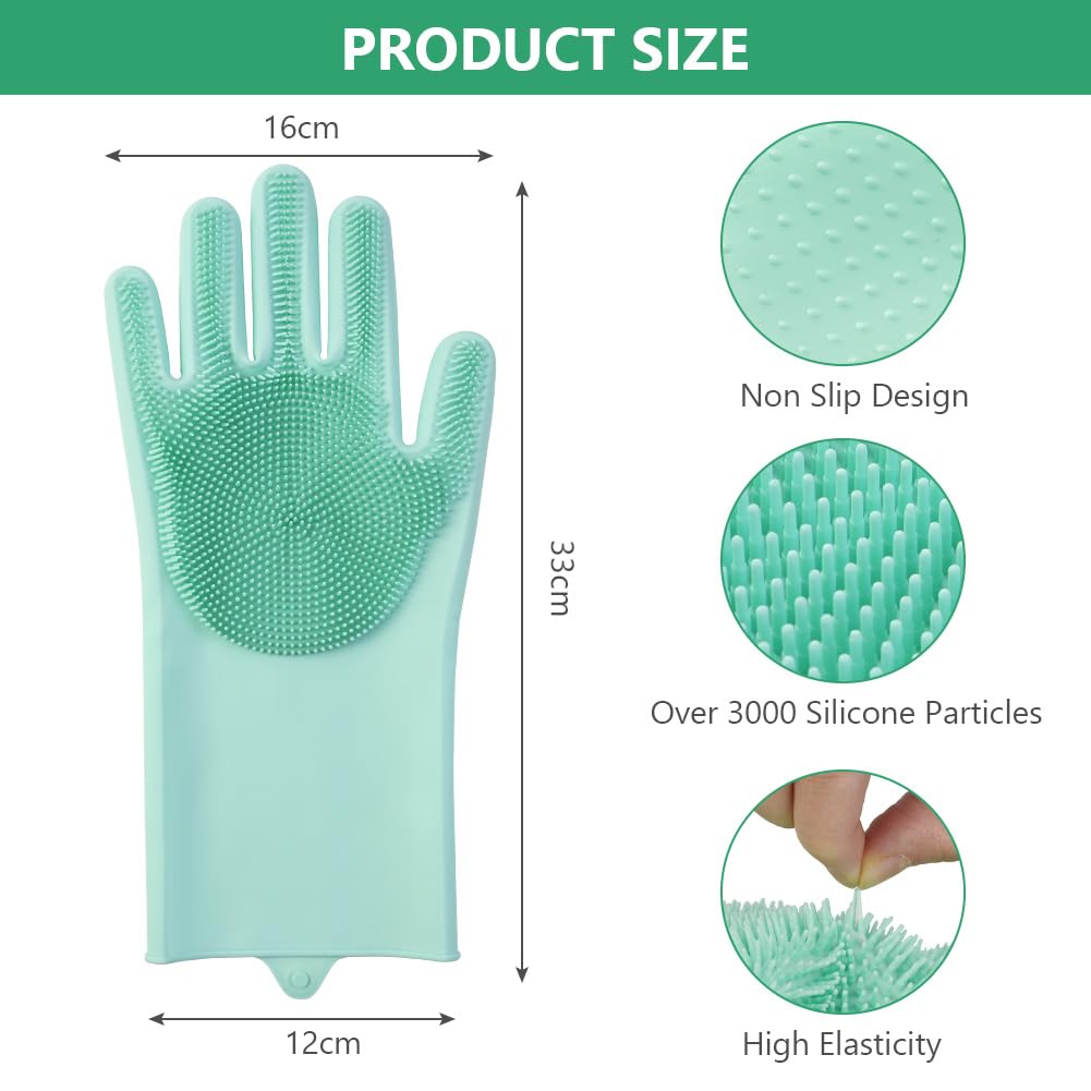 AMFUN Guanti da Toelettatura per Animali Domestici, Guanto per Gatti Cani, Guanti da Bagno in Morbido Silicone con Spazzola A Setole Morbide per Cani Gatti Coniglio