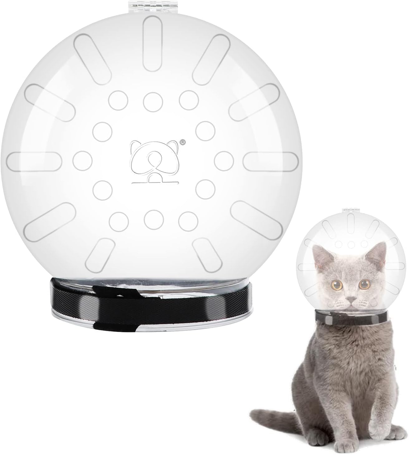 Clear Cat Muzzle Adjustable Cat Bubble Helmet, Cat Muzzle for Grooming, Pet Mask Air Muzzle Cat Restraint for Nail Clipping Trimming Bathing Transparent, Breathable Cat Muzzle Set Ball (XL)