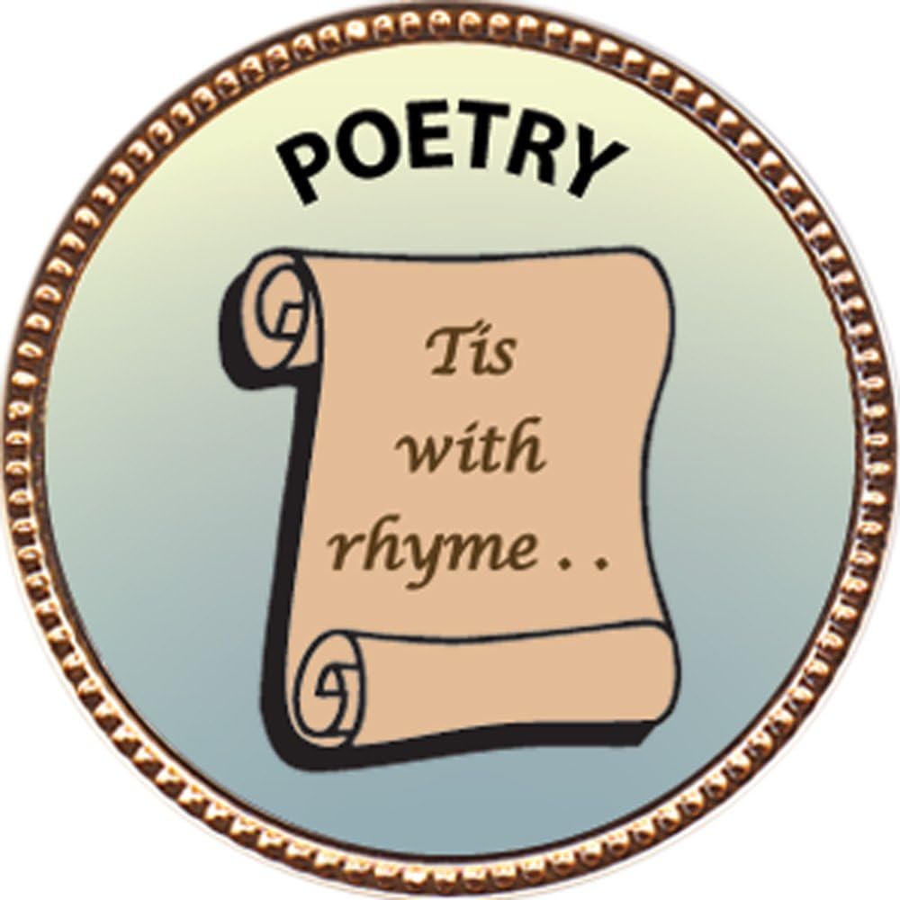 Keepsake Awards Poetry Award, 1 inch Dia Gold Pin