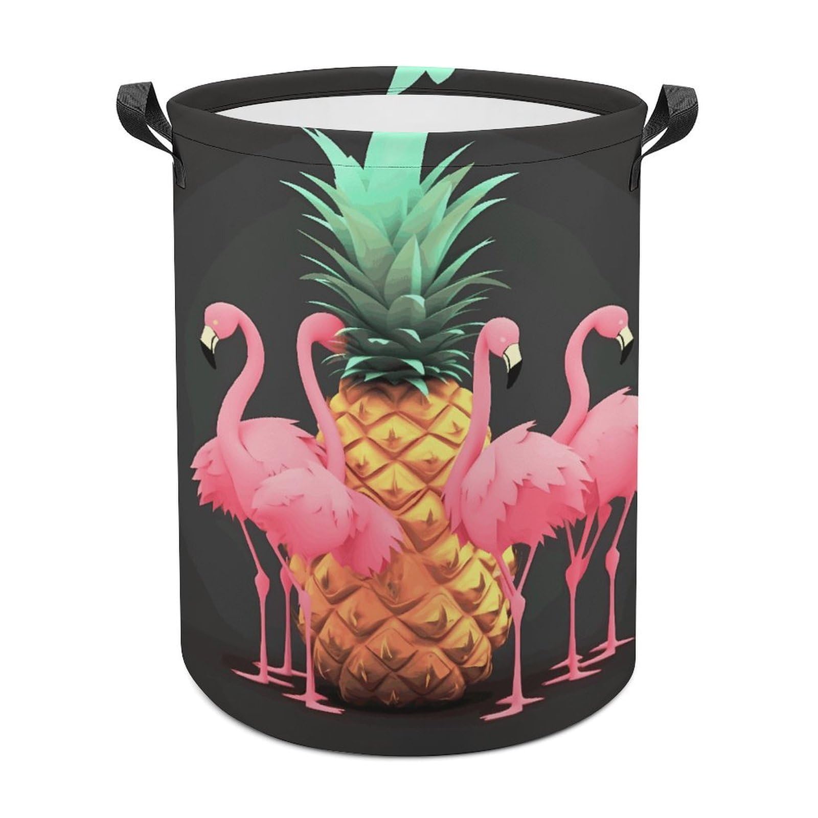 Pineapple Flamingos Laundry Basket Large Foldable Laundry Hamper Waterproof Clothes Hamper with Handles Durable Dirty Clothes Storage Bucket for Bedroom Bathroom Laundry Room