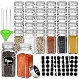 CycleMore 30 Pack 4oz Glass Spice Jars Bottles, Square Spice Containers with Silver Metal Caps and...