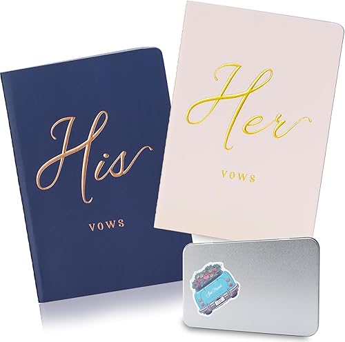 YILANFULL Libros de votos, libros de votos de boda con letras de lámina dorada, hermoso regalo de novia con guía de votos de boda, 5.5 x 3.9