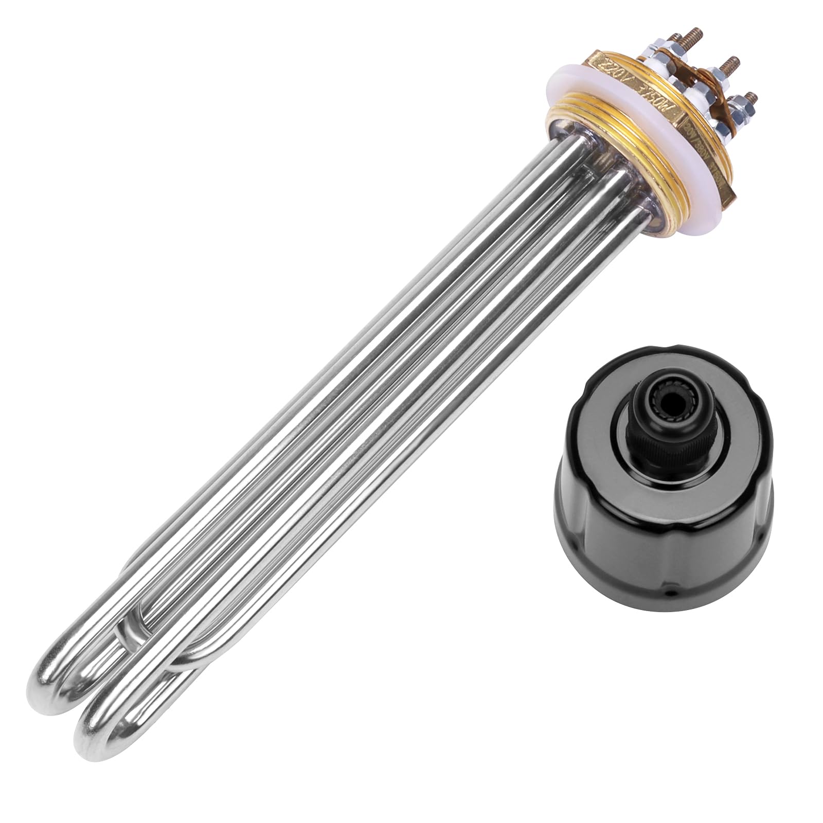DERNORD 220V 3750W 1-1/4 Zoll DN32 Heizelement 3U Heizstab BSP Kupfer Flansch