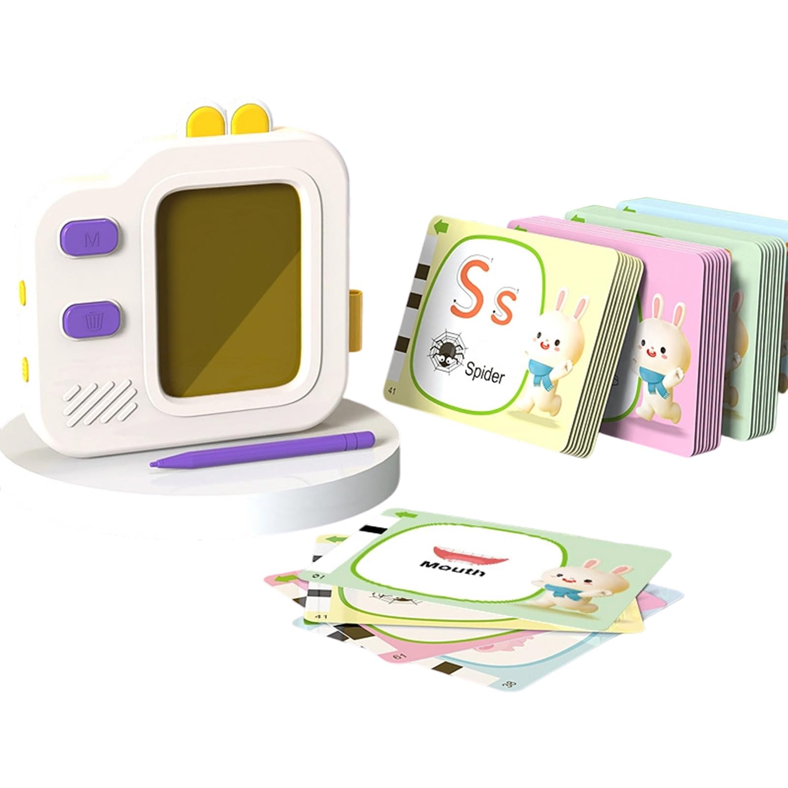 Generisch LCD Schreibtafel mit doppelseitigen Karteikarten für, interaktives Sprachenlernen, pädagogisches Geschenk für Vorschulkinder, Sprachlerntablett