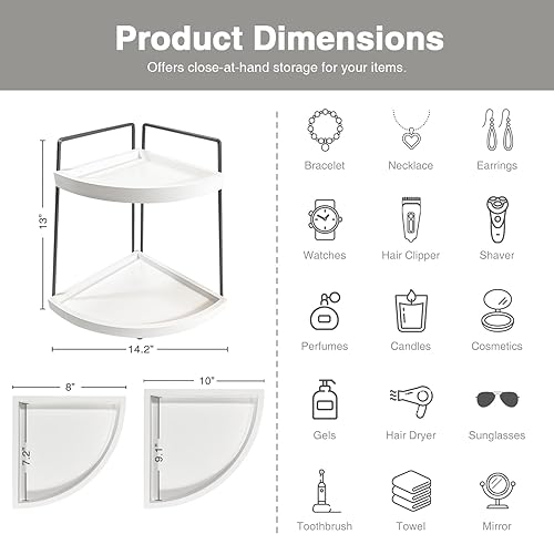 Miniatura 2 de Forbena Organizador esquinero de baño, soporte de esquina de fregadero de 2 niveles para encimera de cocina, estación organizadora de barra de café